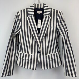 LOFT Navy &‎ White Striped Nautical Blazer Jacket Size 0 NWT